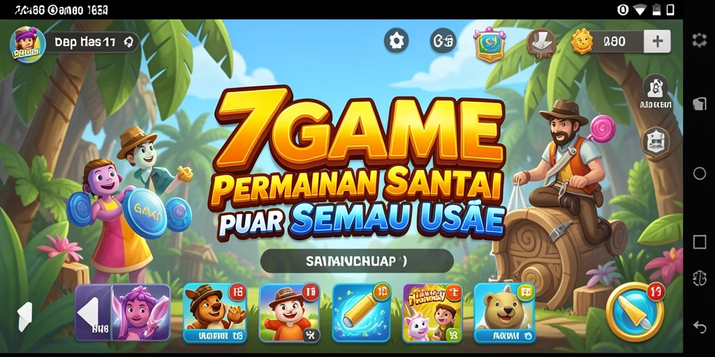 Tampilan gameplay menawan dalam 7GAME dengan karakter yang lucu.