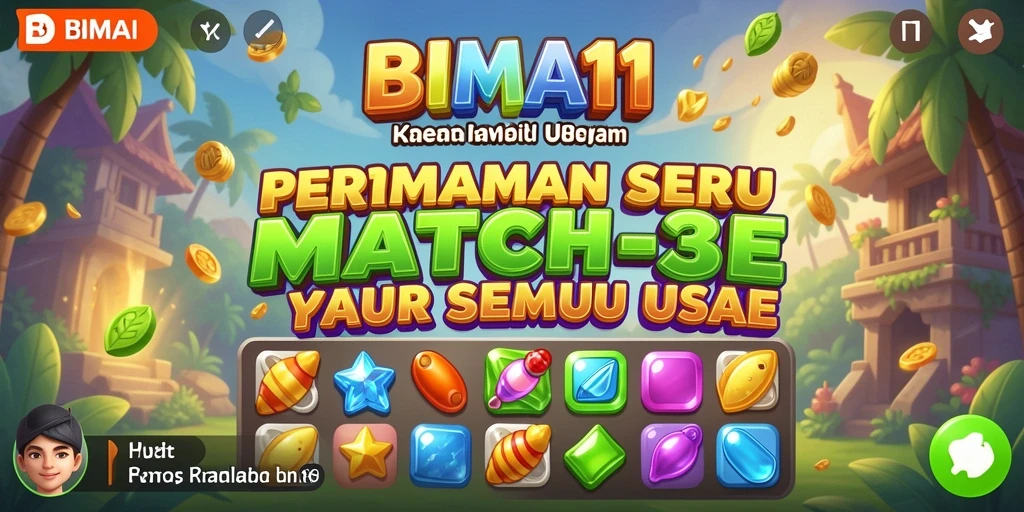 Tampilan gameplay BIMA11 dengan objek berwarna-warni yang mencolok.