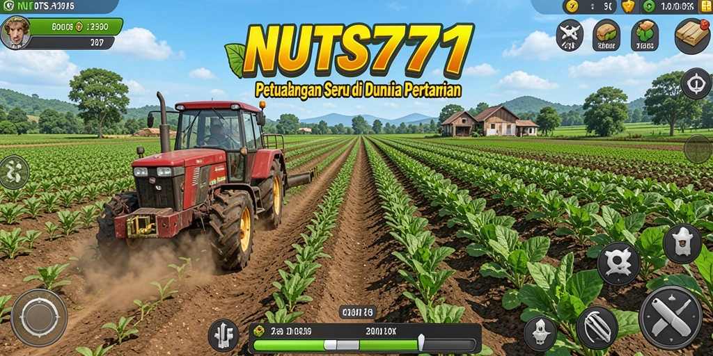 Tampilan permainan NUTS777 dengan aktivitas berkebun yang menarik.