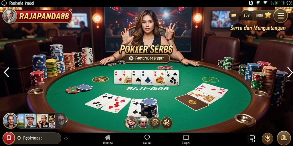 Screenshot gameplay RAJAPANDA88 yang menampilkan aksi Poker menegangkan.
