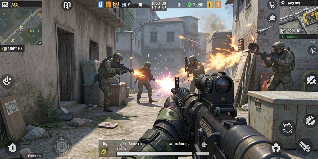 Screenshot SATSET138 menampilkan aksi pertempuran FPS yang mendebarkan.
