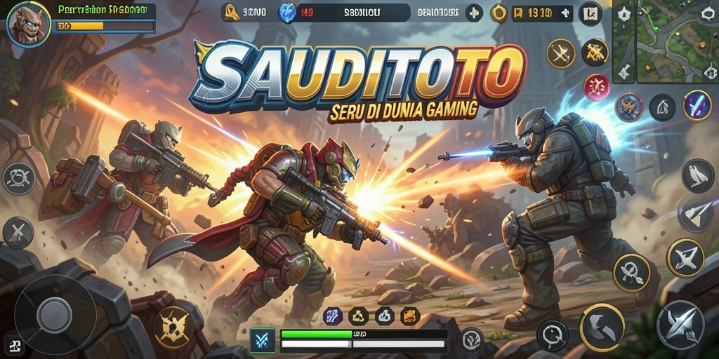 Tampilan seru gameplay SAUDITOTO dengan pertarungan intens.